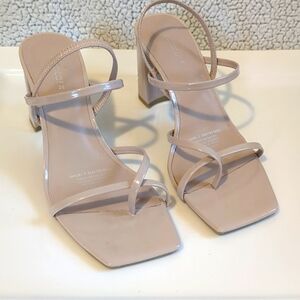 DIVIDED High Heel SANDALS Sz 7 Nude/Beige